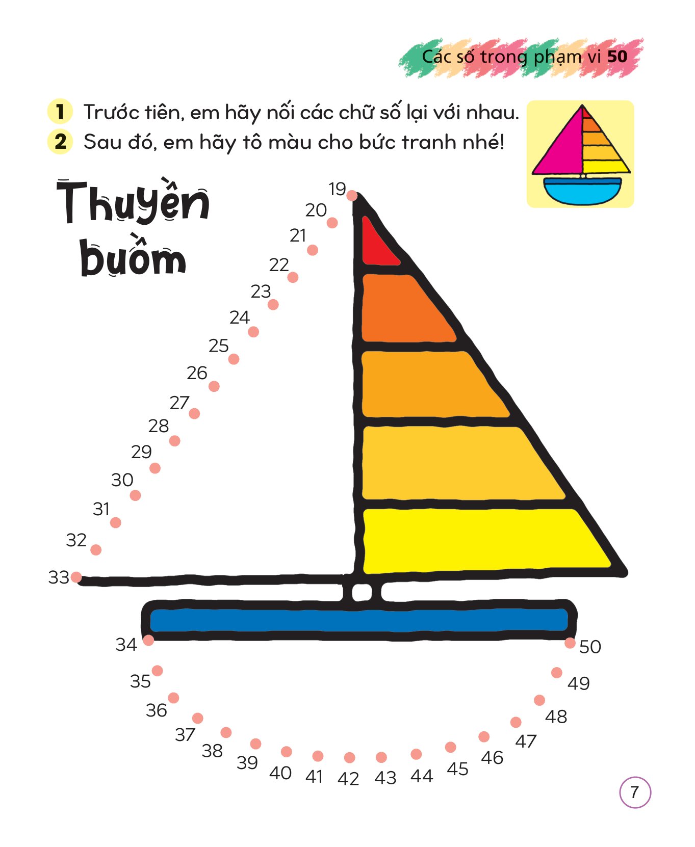 tô màu sáng tạo giúp bé làm quen với chữ cái và con số - các số trong phạm vi 50