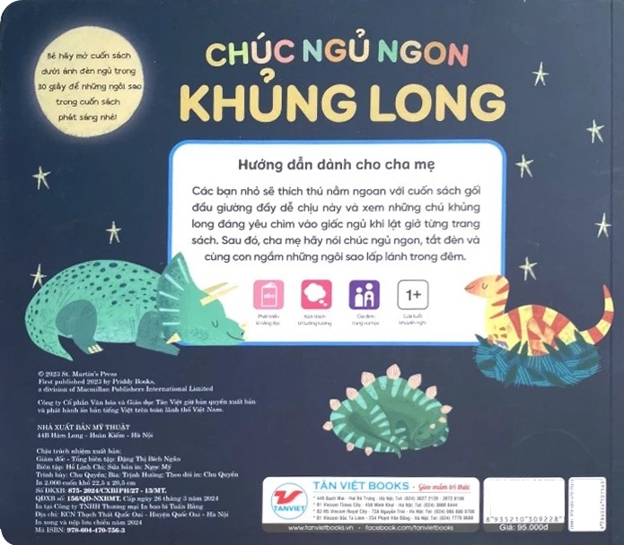 tỏa sáng trong đêm - chúc ngủ ngon khủng long - bìa cứng