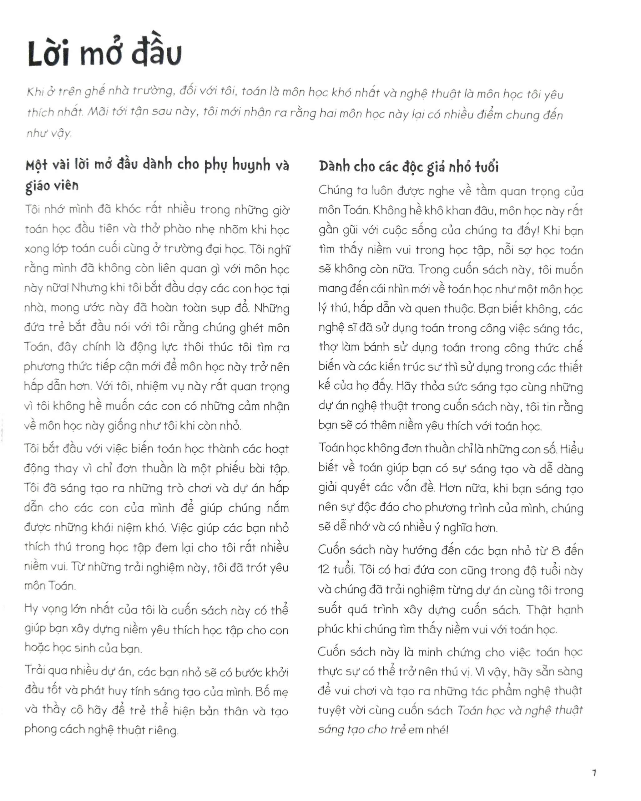 toán học và nghệ thuật sáng tạo cho trẻ em