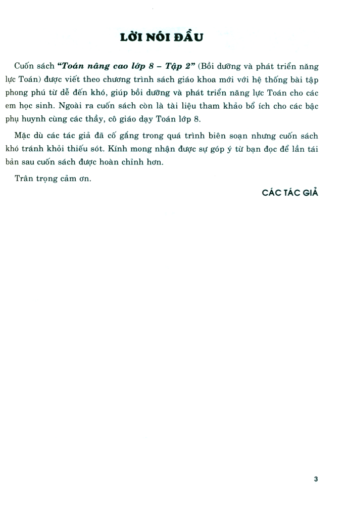toán nâng cao bồi dưỡng và phát triển năng lực toán lớp 8 - tập 2