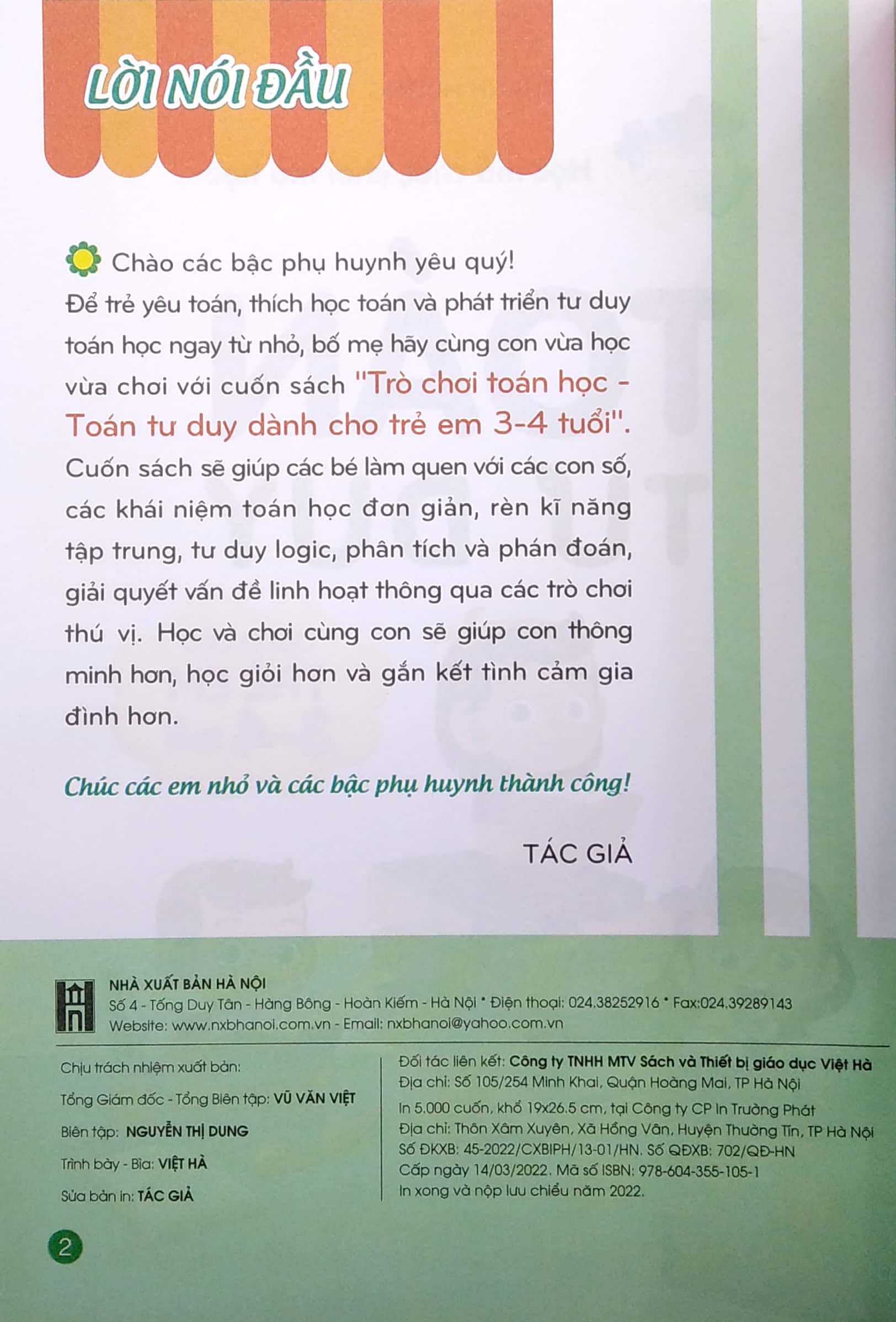 toán tư duy (dành cho trẻ em 3-4 tuổi) (tái bản 2022)