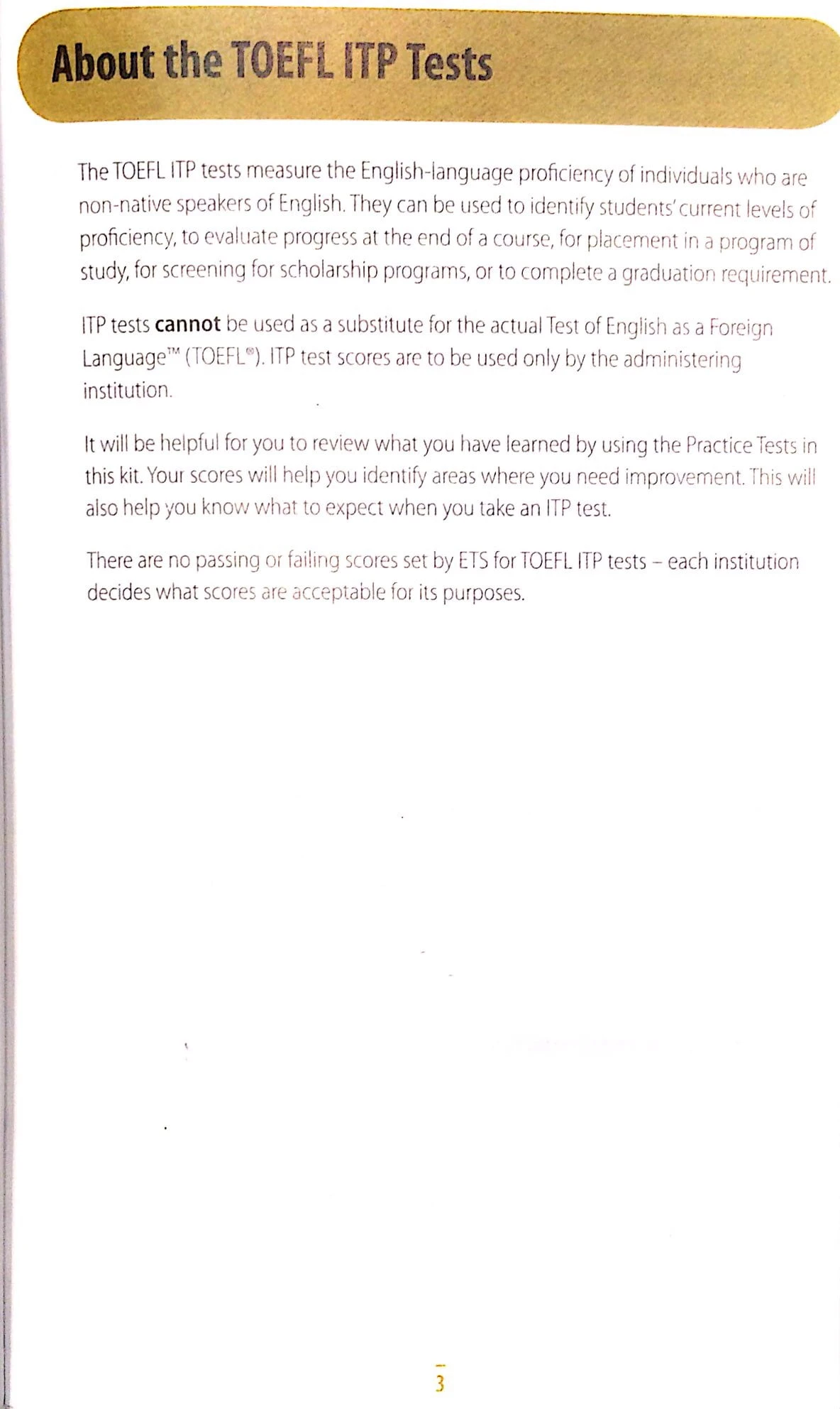 toefl itp assessment series- practice test volume 1 (cd)