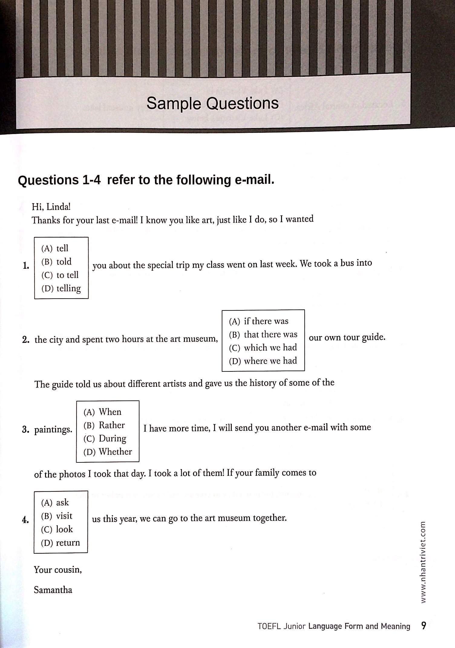 toefl junior language form and meaning