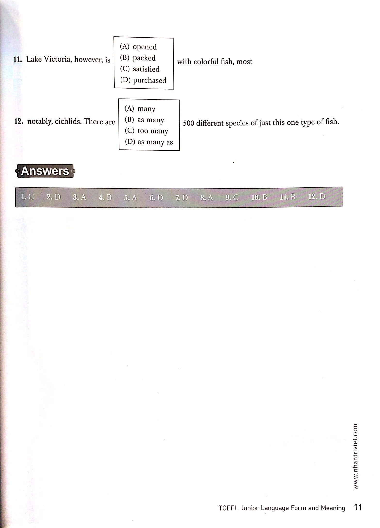 toefl junior language form and meaning