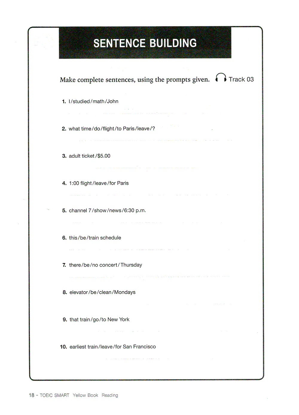 toeic smart - yellow book reading (kèm cd)