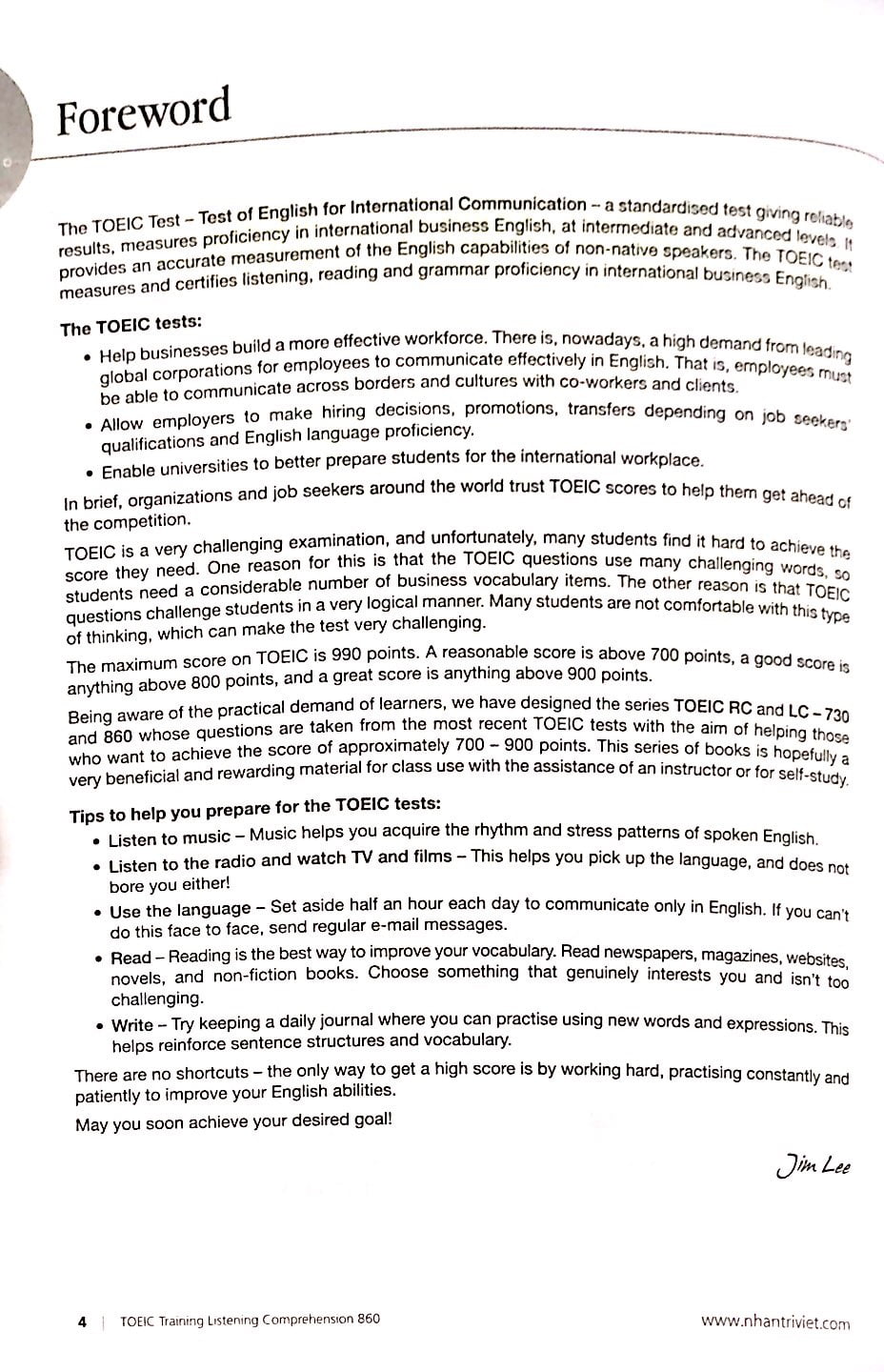 toeic training listening comprehension 860