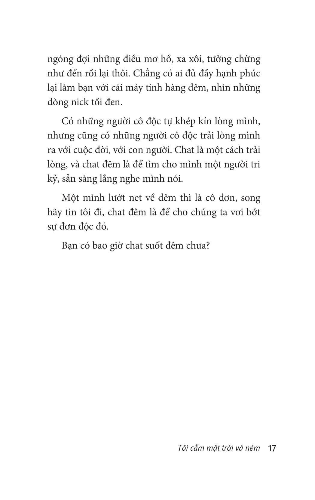 tôi cầm mặt trời và ném