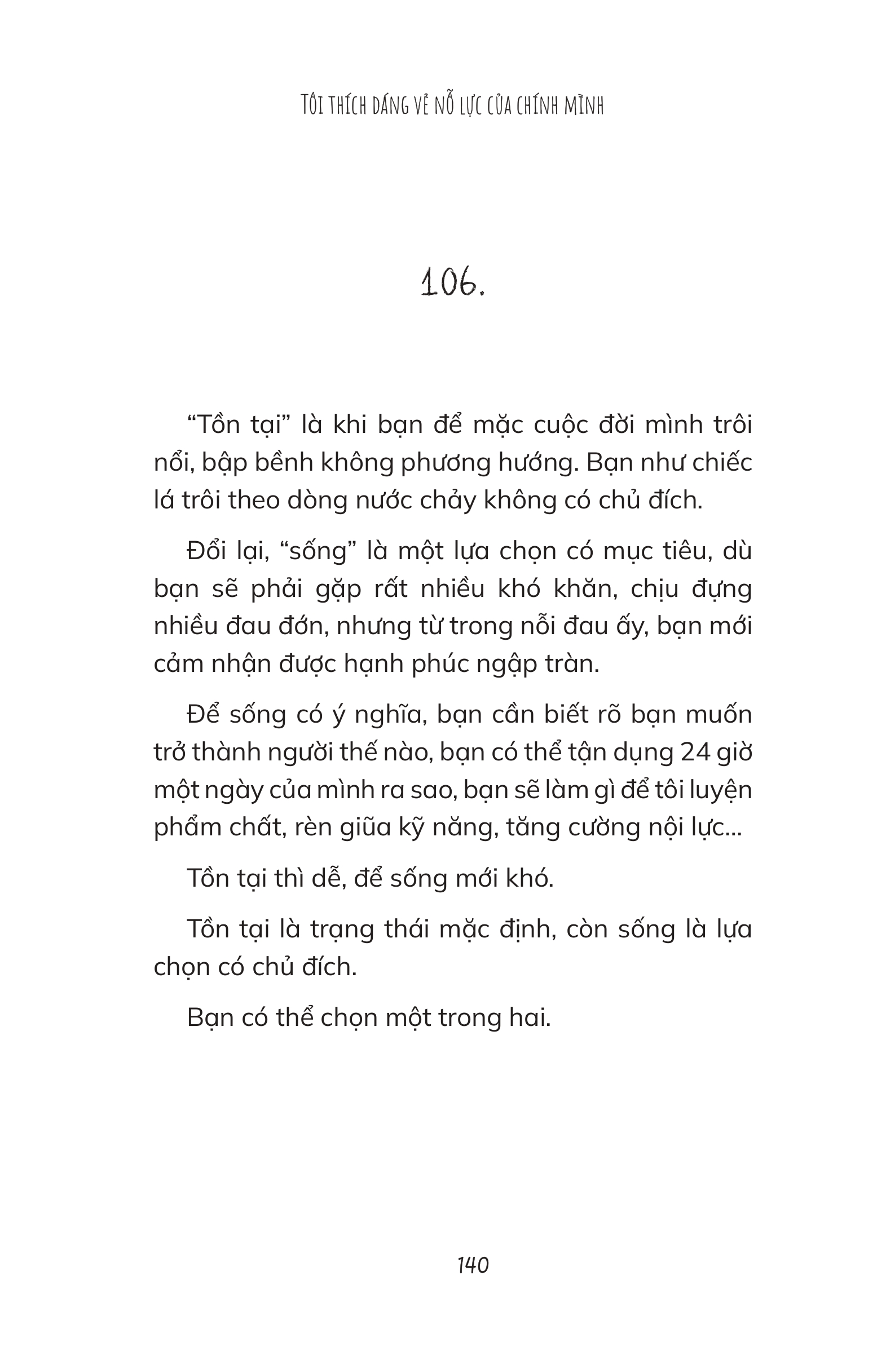 tôi thích dáng vẻ nỗ lực của chính mình