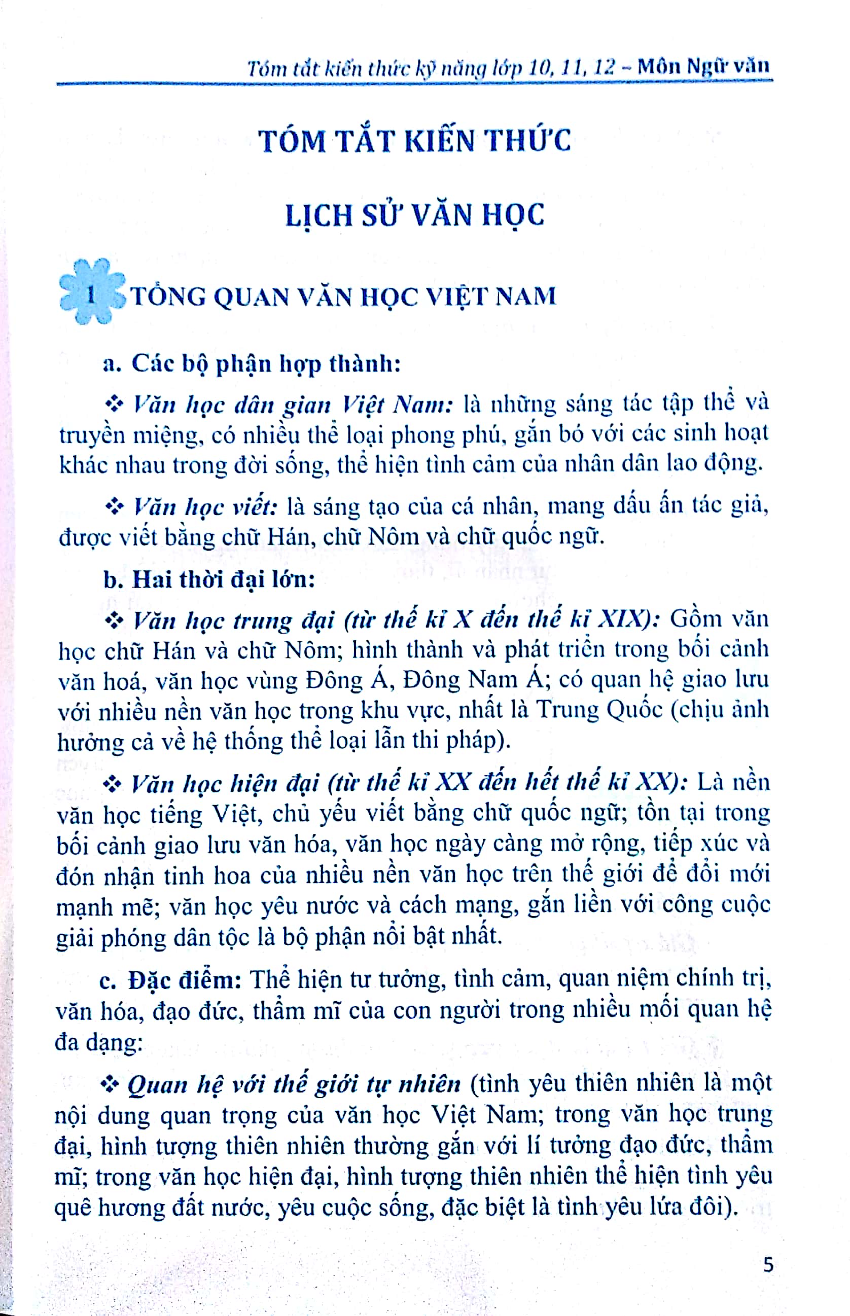 tóm tắt kiến thức - kĩ năng lớp 10/11/12 môn ngữ văn chuẩn bị cho kì thi thpt