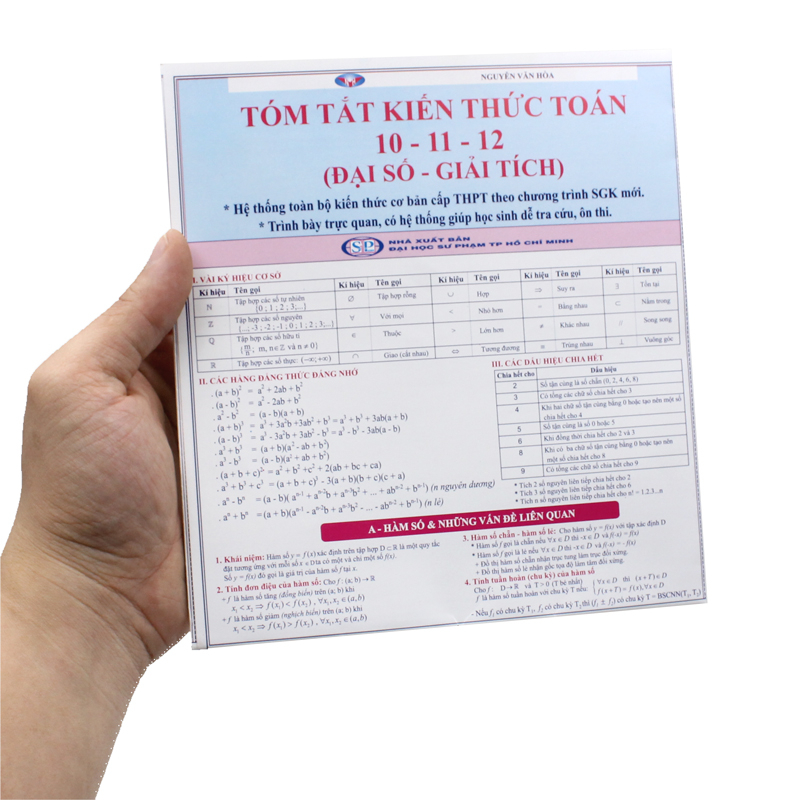 tóm tắt kiến thức toán 10-11-12 - đại số - giải tích