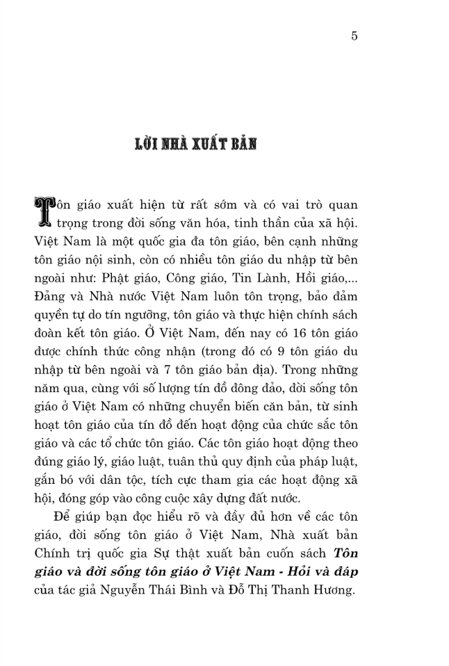 tôn giáo và đời sống tôn giáo ở việt nam - hỏi và đáp
