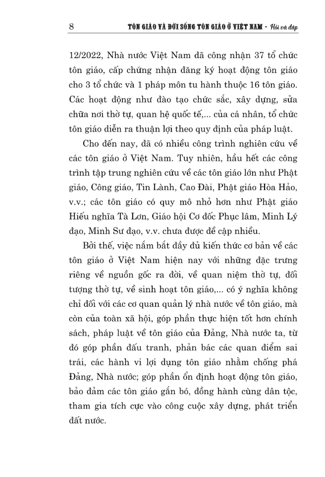 tôn giáo và đời sống tôn giáo ở việt nam - hỏi và đáp