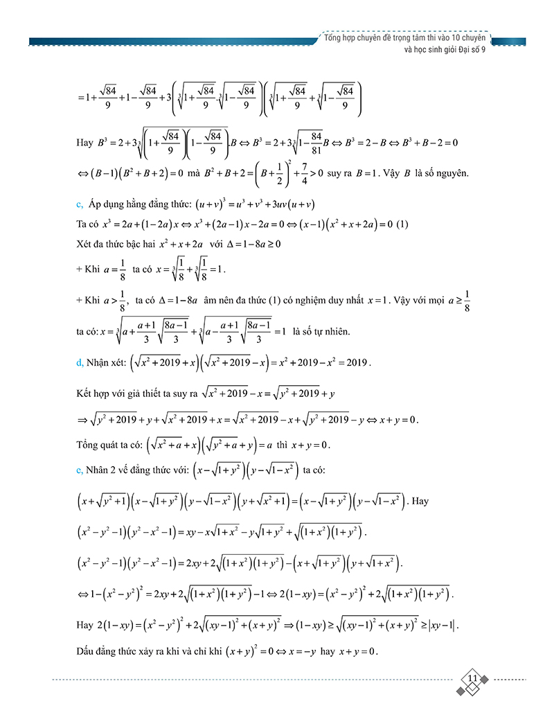tổng hợp chuyên đề trọng tâm thi vào 10 chuyên và học sinh giỏi - đại số 9