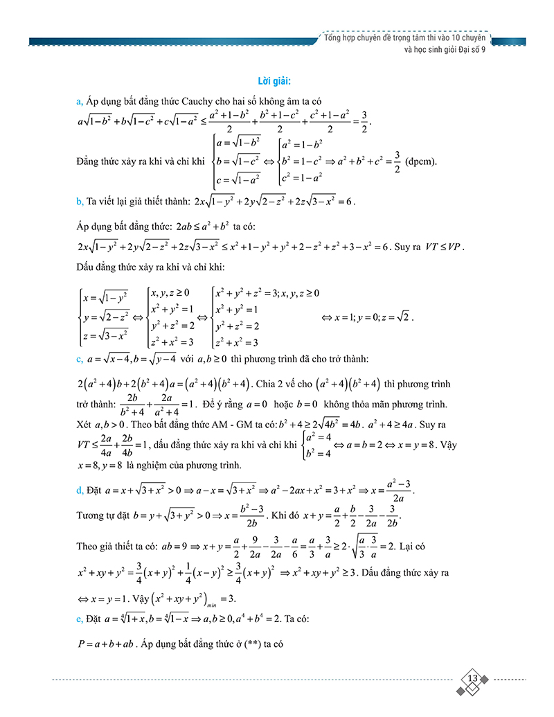 tổng hợp chuyên đề trọng tâm thi vào 10 chuyên và học sinh giỏi - đại số 9