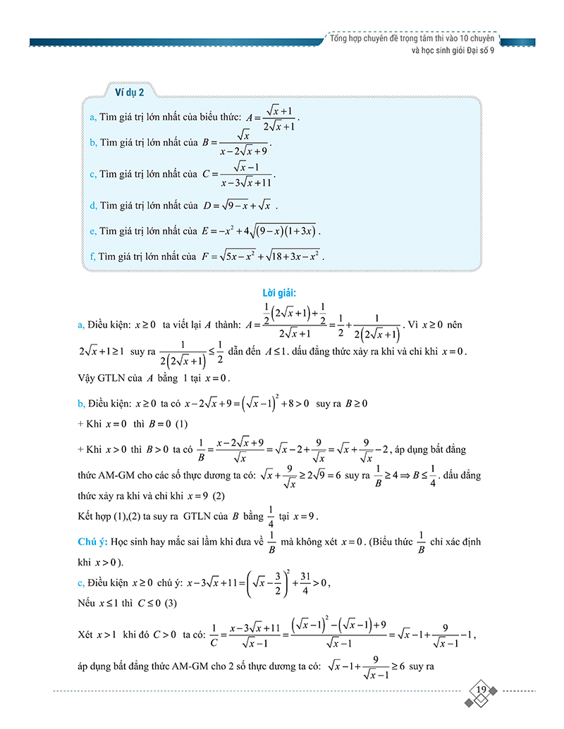 tổng hợp chuyên đề trọng tâm thi vào 10 chuyên và học sinh giỏi - đại số 9