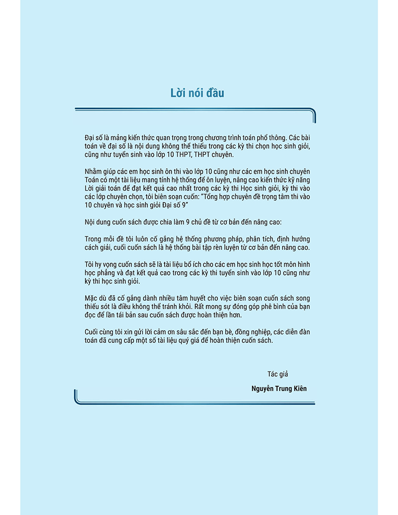tổng hợp chuyên đề trọng tâm thi vào 10 chuyên và học sinh giỏi - đại số 9