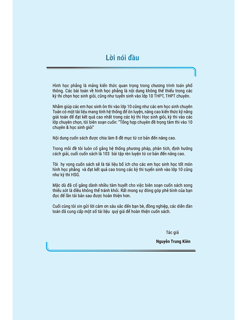 tổng hợp chuyên đề trọng tâm thi vào 10 chuyên và học sinh giỏi - hình học 9