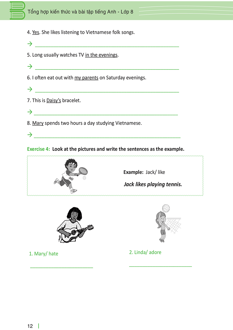 tổng hợp kiến thức và bài tập tiếng anh lớp 8