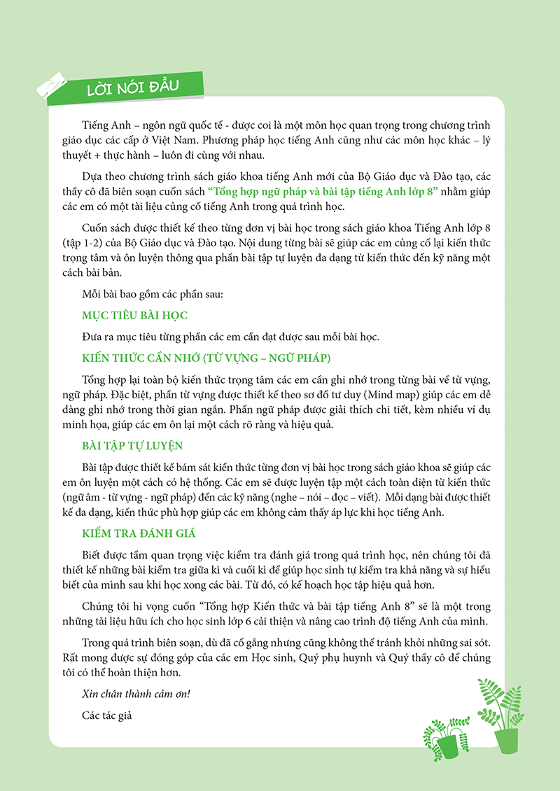 tổng hợp kiến thức và bài tập tiếng anh lớp 8