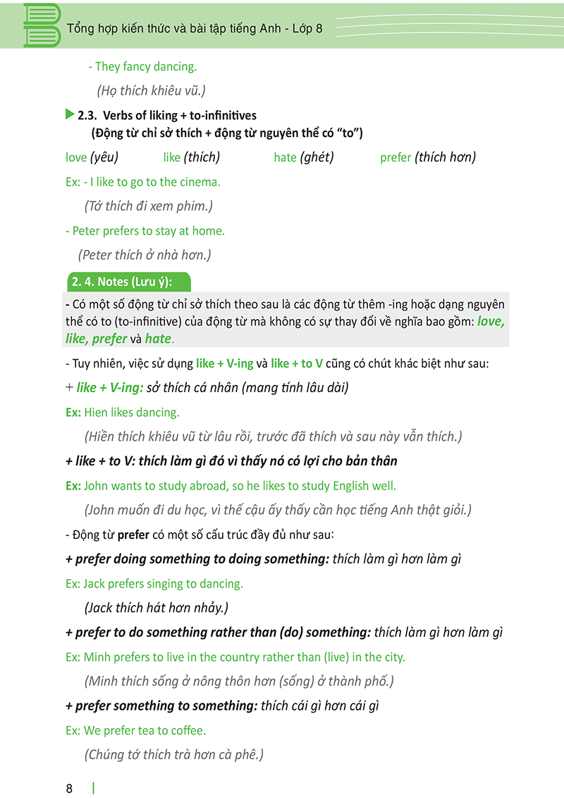 tổng hợp kiến thức và bài tập tiếng anh lớp 8