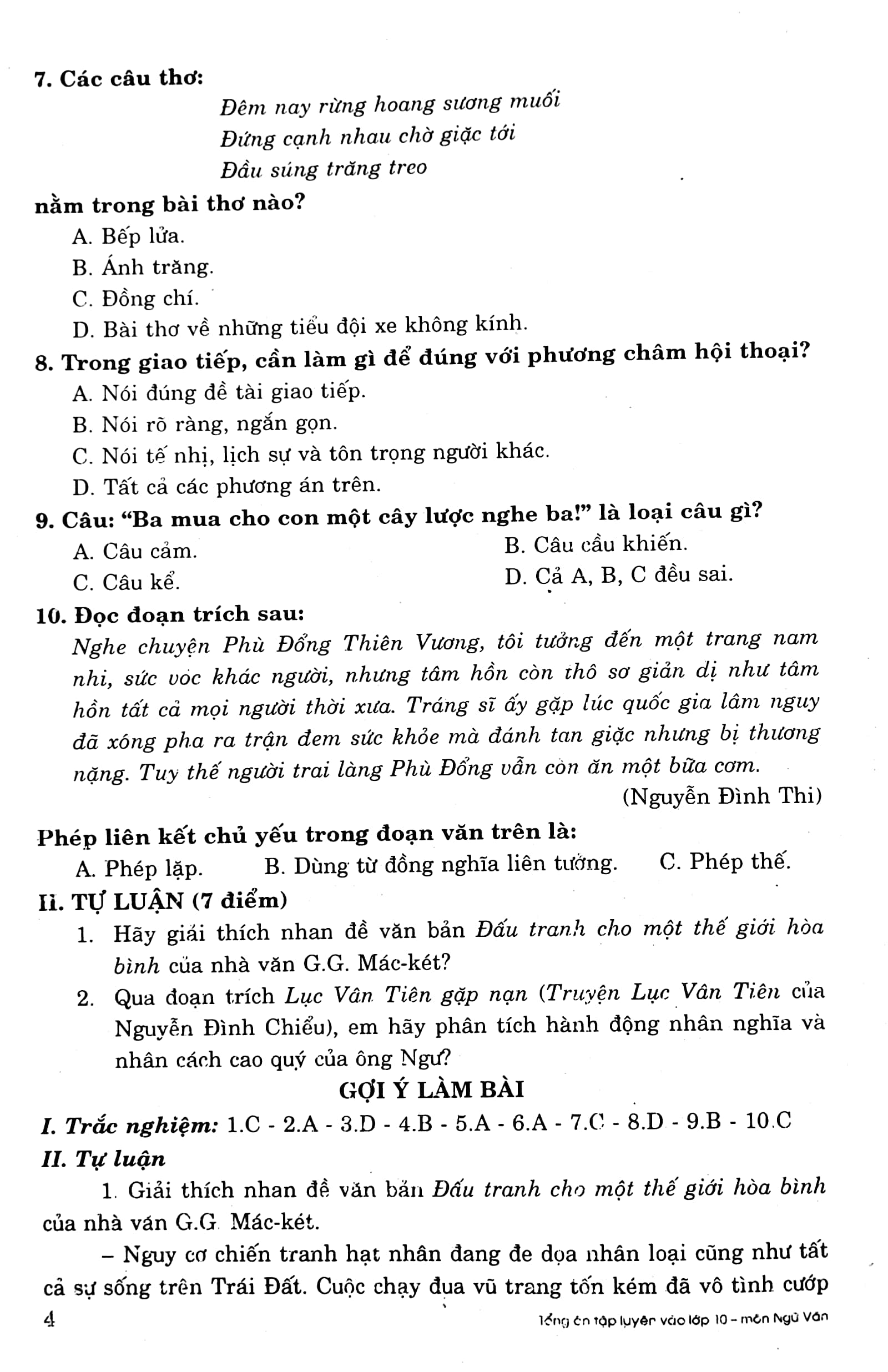 tổng ôn tập luyện thi lớp 9 vào 10 môn ngữ văn (tái bản 2023)