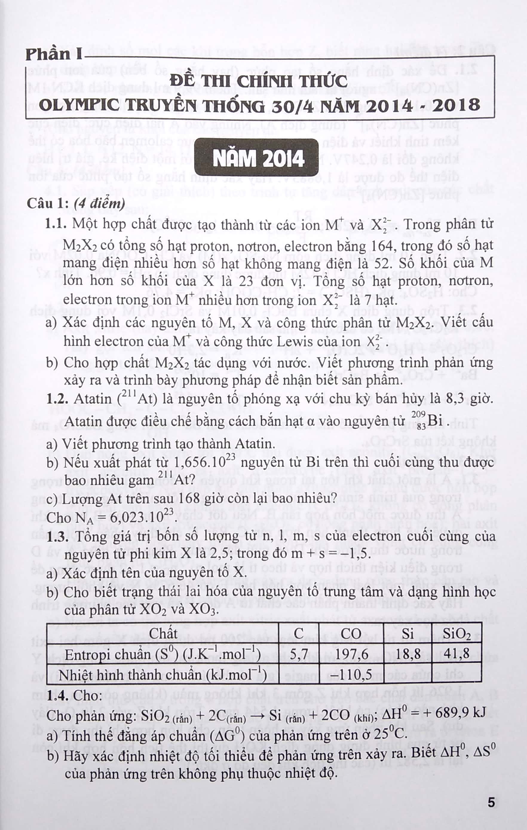 tổng tập đề thi olympic 30 tháng 4 môn hoá học lớp 11 (từ 2014 đến 2018)