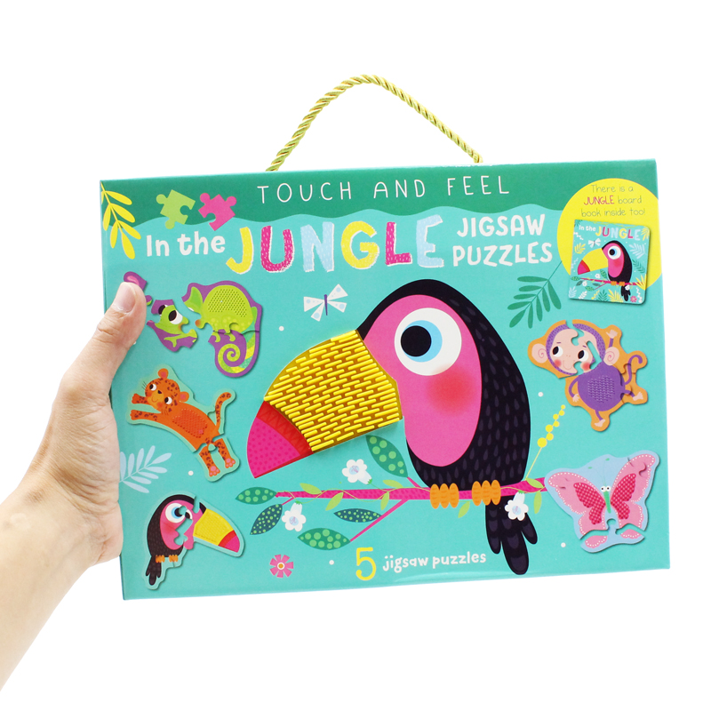 touch and feel jigsaw puzzles boxset - jungle (5 jigsaw puzzles)