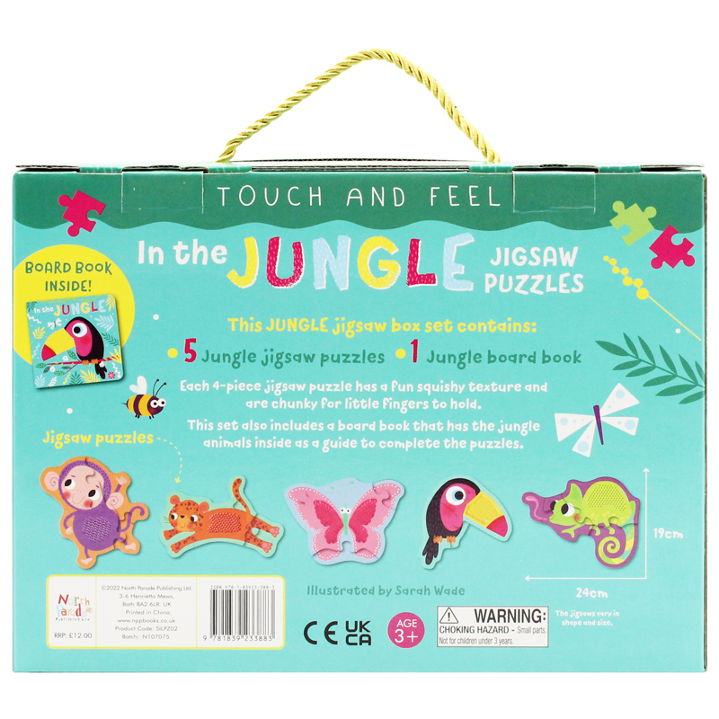 touch and feel jigsaw puzzles boxset - jungle (5 jigsaw puzzles)