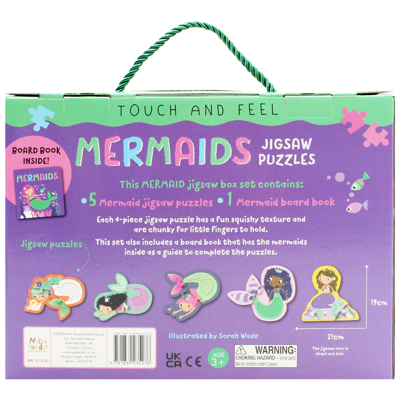 touch and feel jigsaw puzzles boxset - mermaids (5 jigsaw puzzles)