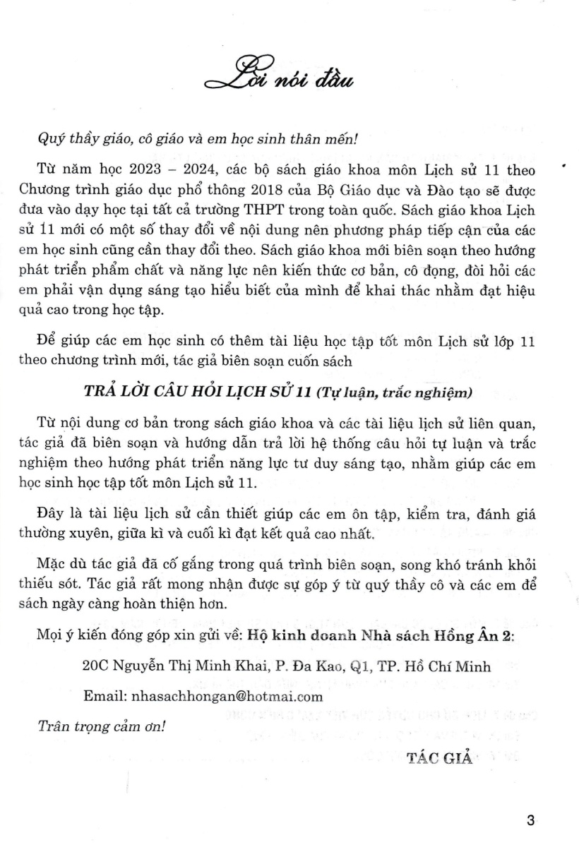 trả lời câu hỏi lịch sử 11 - tự luận và trắc nghiệm (dùng chung cho các bộ sgk hiện hành)