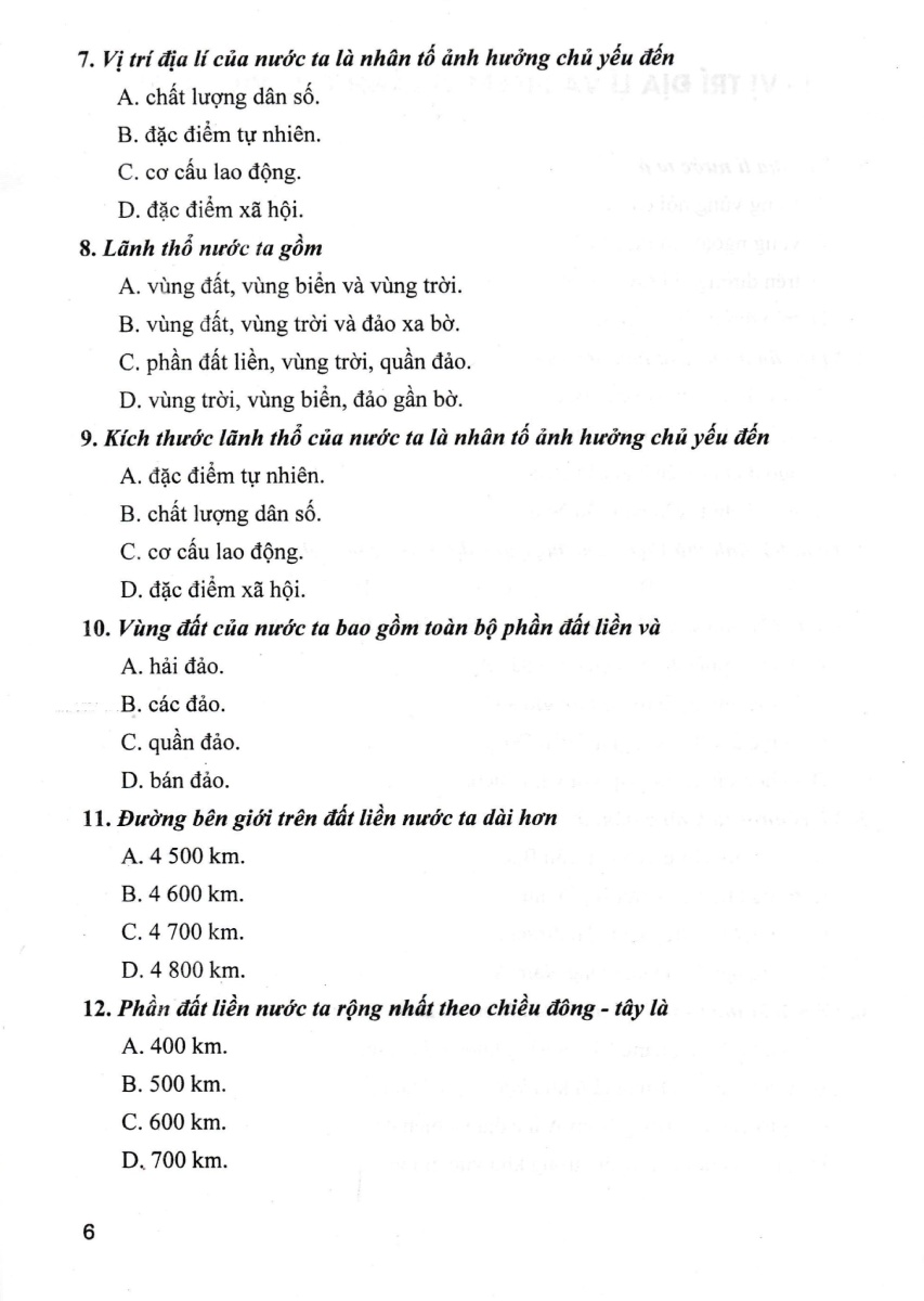 trắc nghiệm địa lí 8 (dùng chung cho các bộ sgk hiện hành)