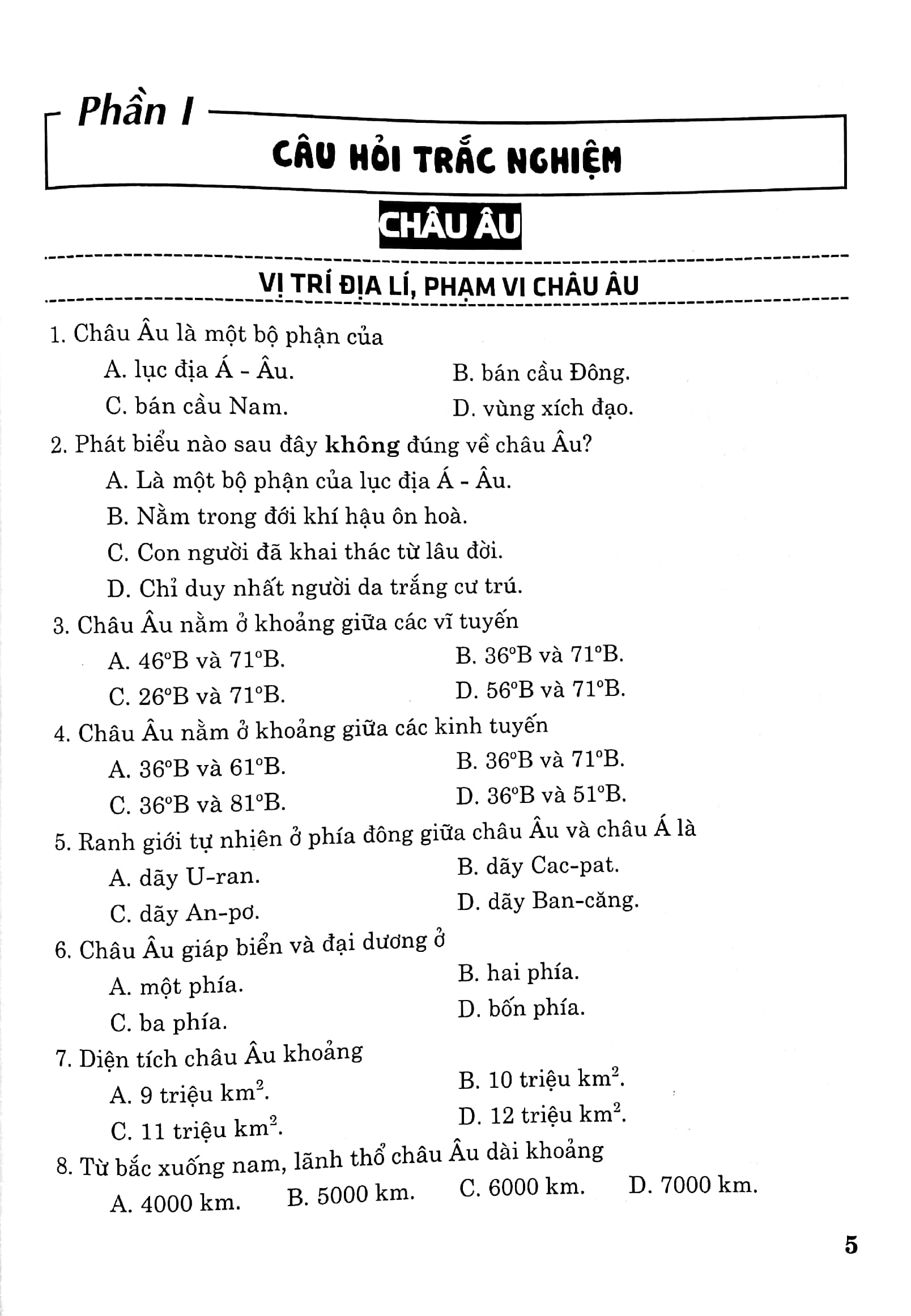trắc nghiệm địa lí lớp 7 (dùng chung cho các bộ sgk hiện hành)