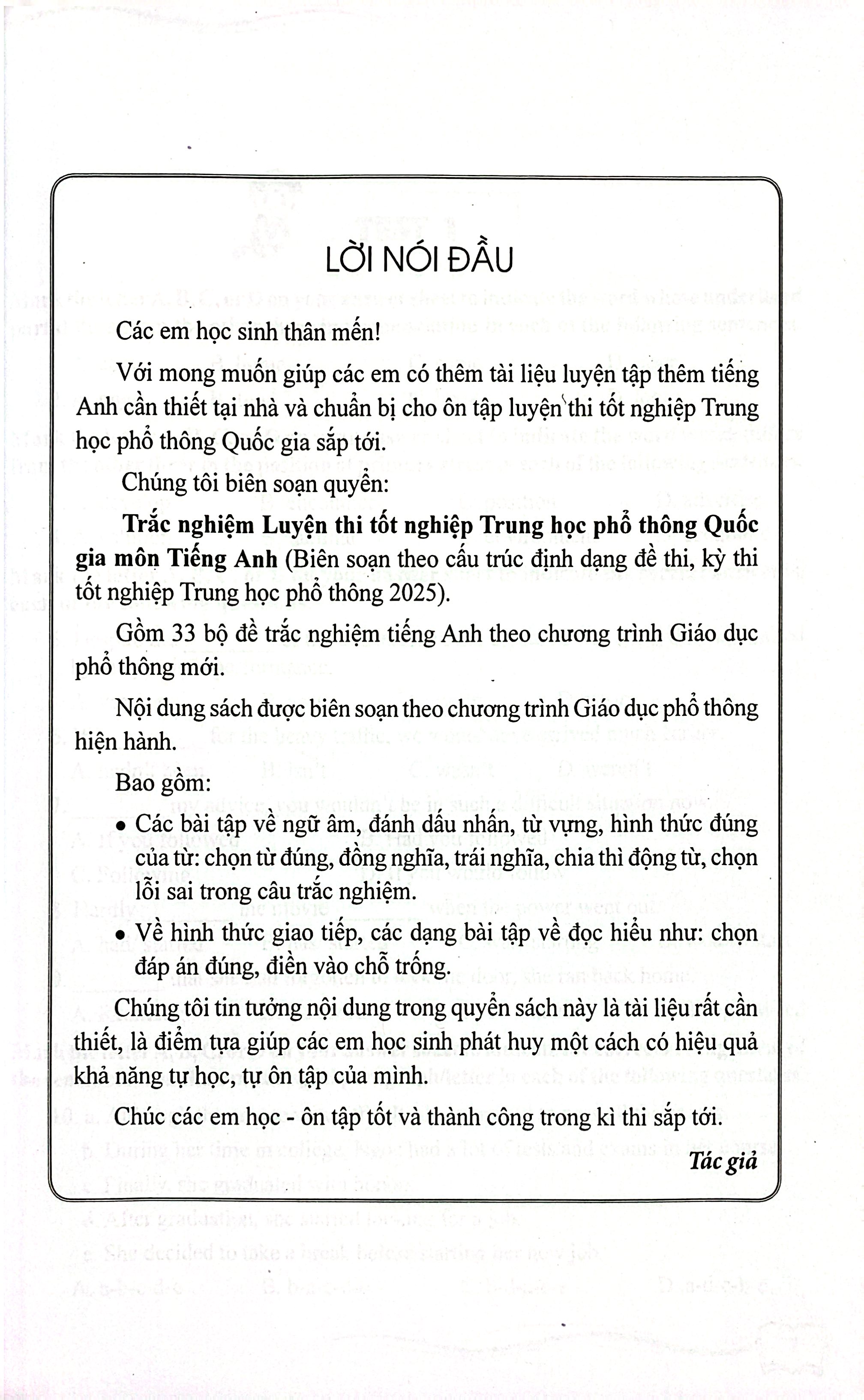 Trắc Nghiệm Luyện Thi Trung Học Phổ Thông Quốc Gia - Môn Tiếng Anh