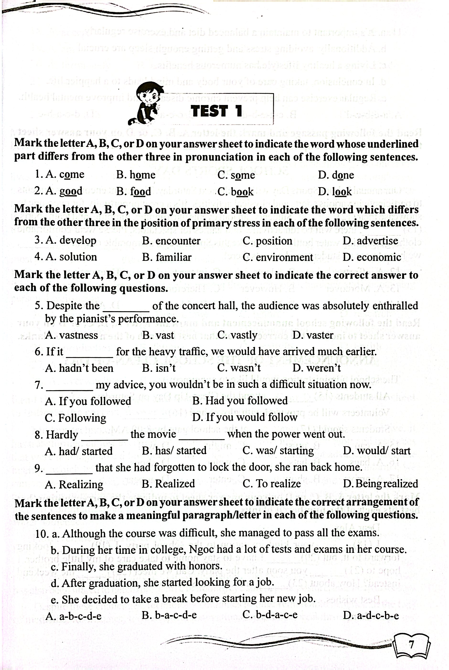 Trắc Nghiệm Luyện Thi Trung Học Phổ Thông Quốc Gia - Môn Tiếng Anh