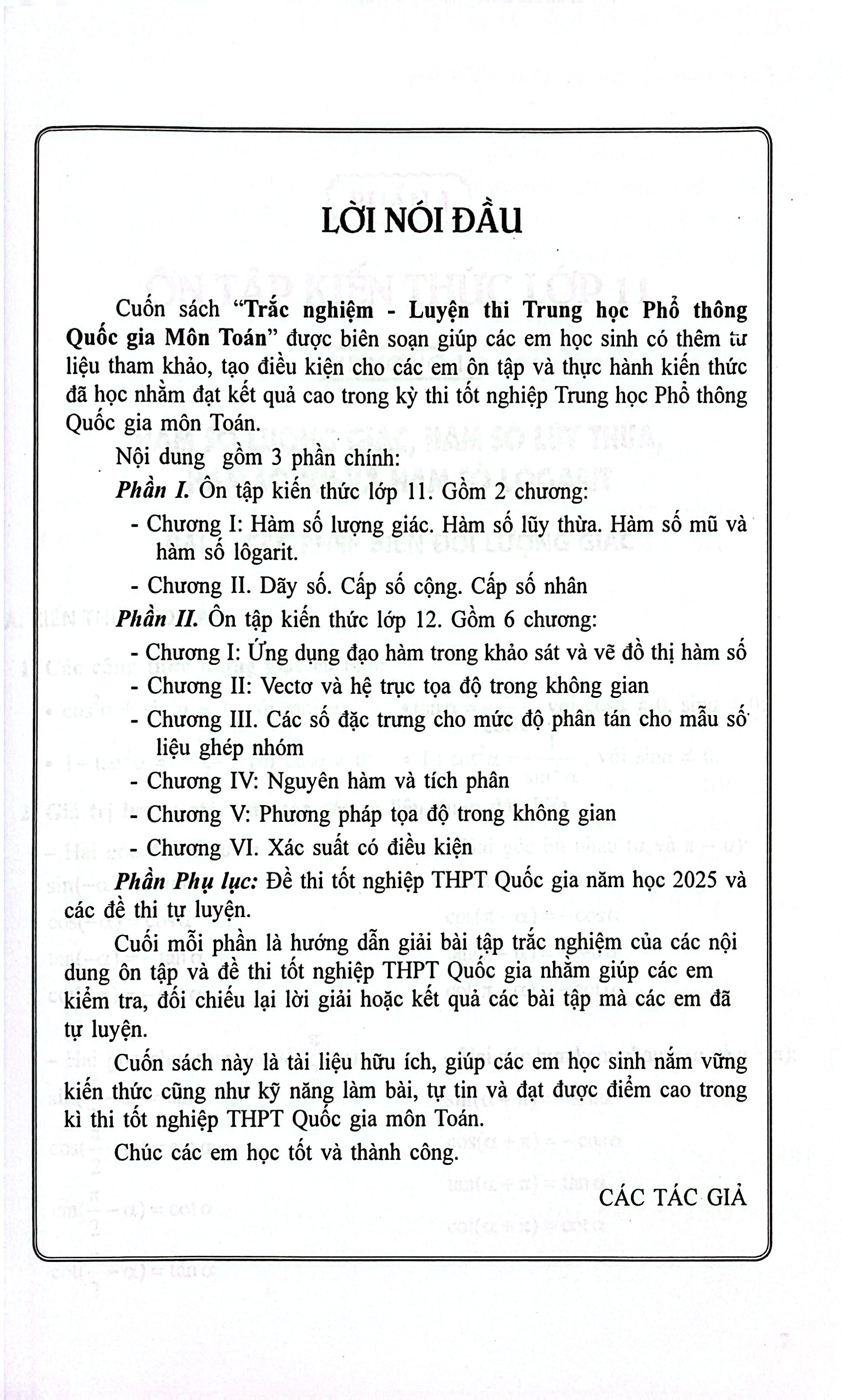 Trắc Nghiệm Luyện Thi Trung Học Phổ Thông Quốc Gia - Môn Toán