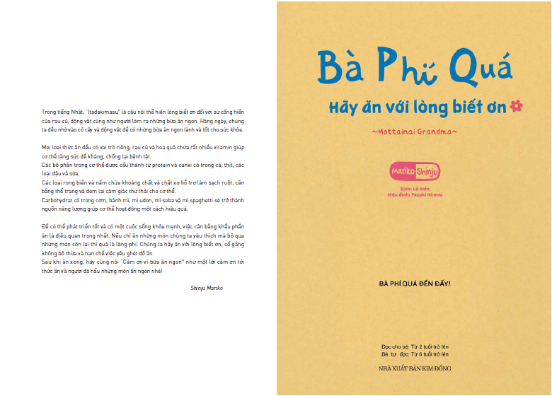 tranh truyện ehon nhật bản - bà phí quá - hãy ăn với lòng biết ơn (tái bản 2023)
