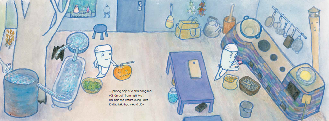 tranh truyện ehon nhật bản - bé học kỹ năng sống - chuyện của sakupi và taropo: đầu bếp ma