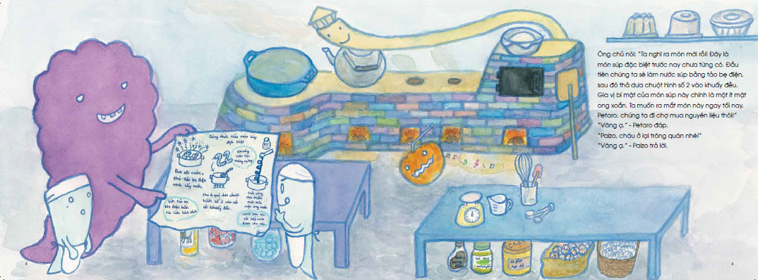 tranh truyện ehon nhật bản - bé học kỹ năng sống - chuyện của sakupi và taropo: đầu bếp ma