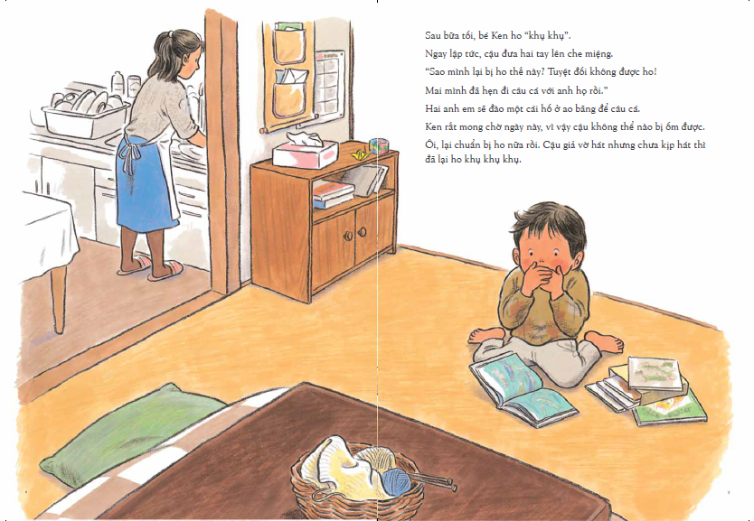 tranh truyện ehon nhật bản - cháu không bị ốm đâu (từ 2 - 6 tuổi)