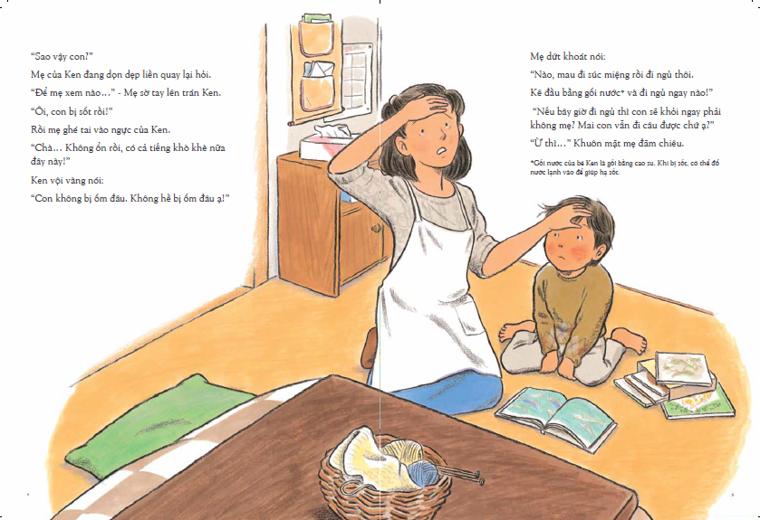 tranh truyện ehon nhật bản - cháu không bị ốm đâu (từ 2 - 6 tuổi)