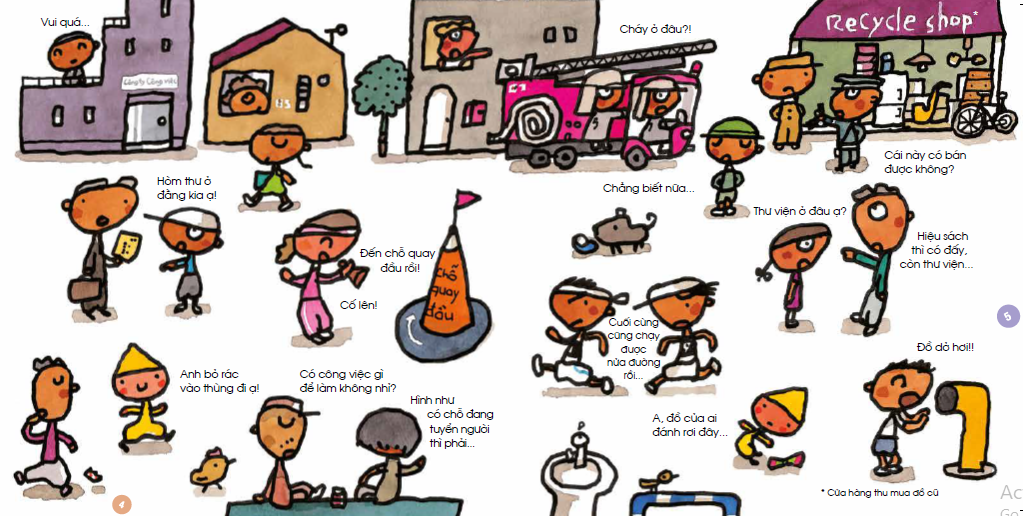 tranh truyện ehon nhật bản - đi đi lại lại trên phố lớn (từ 1 - 6 tuổi) (tái bản 2023)