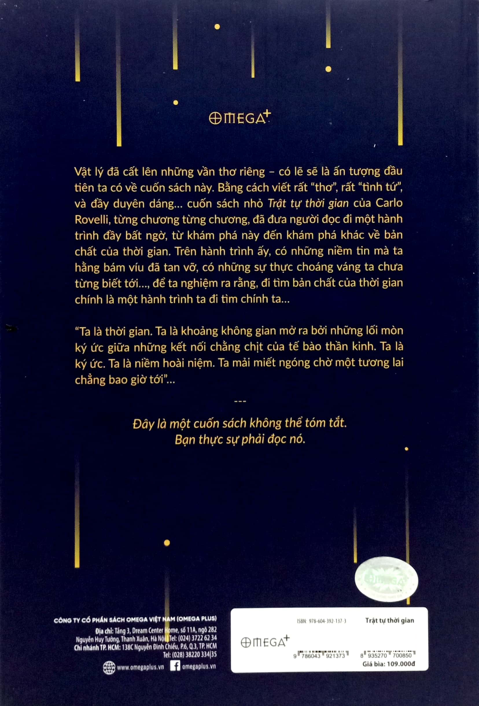 trật tự thời gian - từ nguồn gốc vũ trụ, số phận các hố đen đến bản chất của ý thức