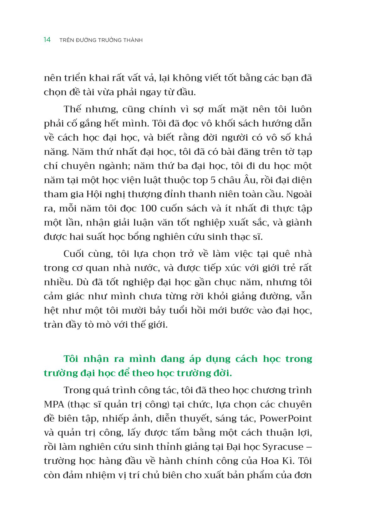 trên đường trưởng thành - đợi đến tốt nghiệp thì đã muộn - cẩm nang phát triển toàn diện của sinh viên đại học