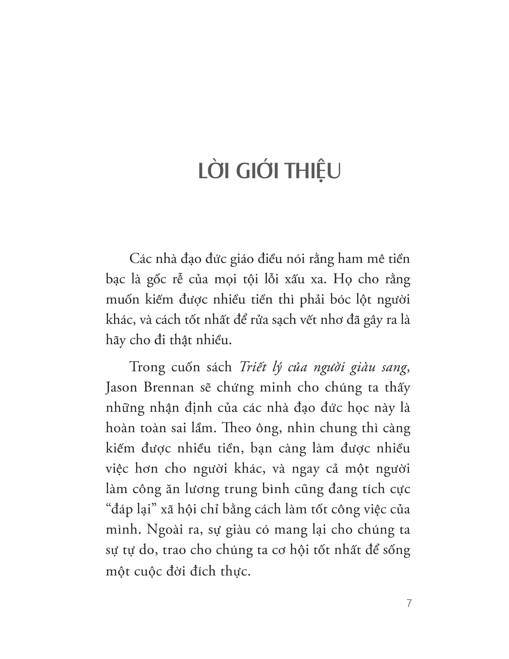 triết lí của người giàu sang