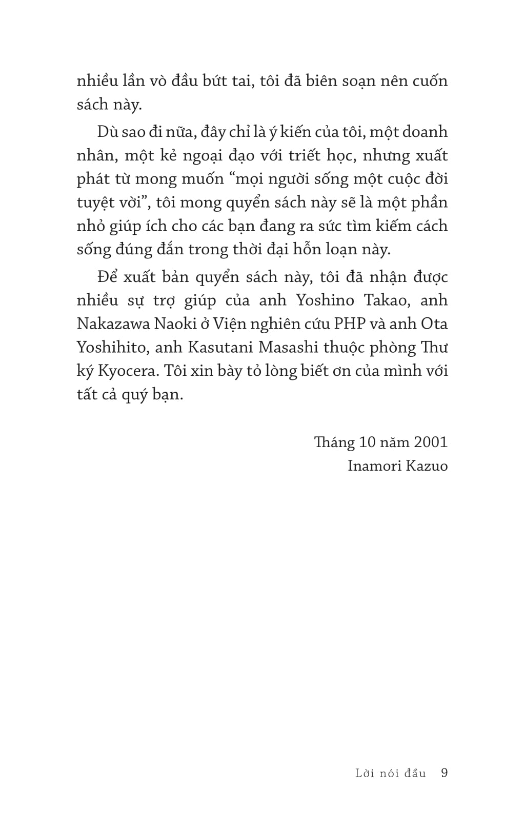 triết lý của inamori kazuo chúng ta sống vì điều gì?