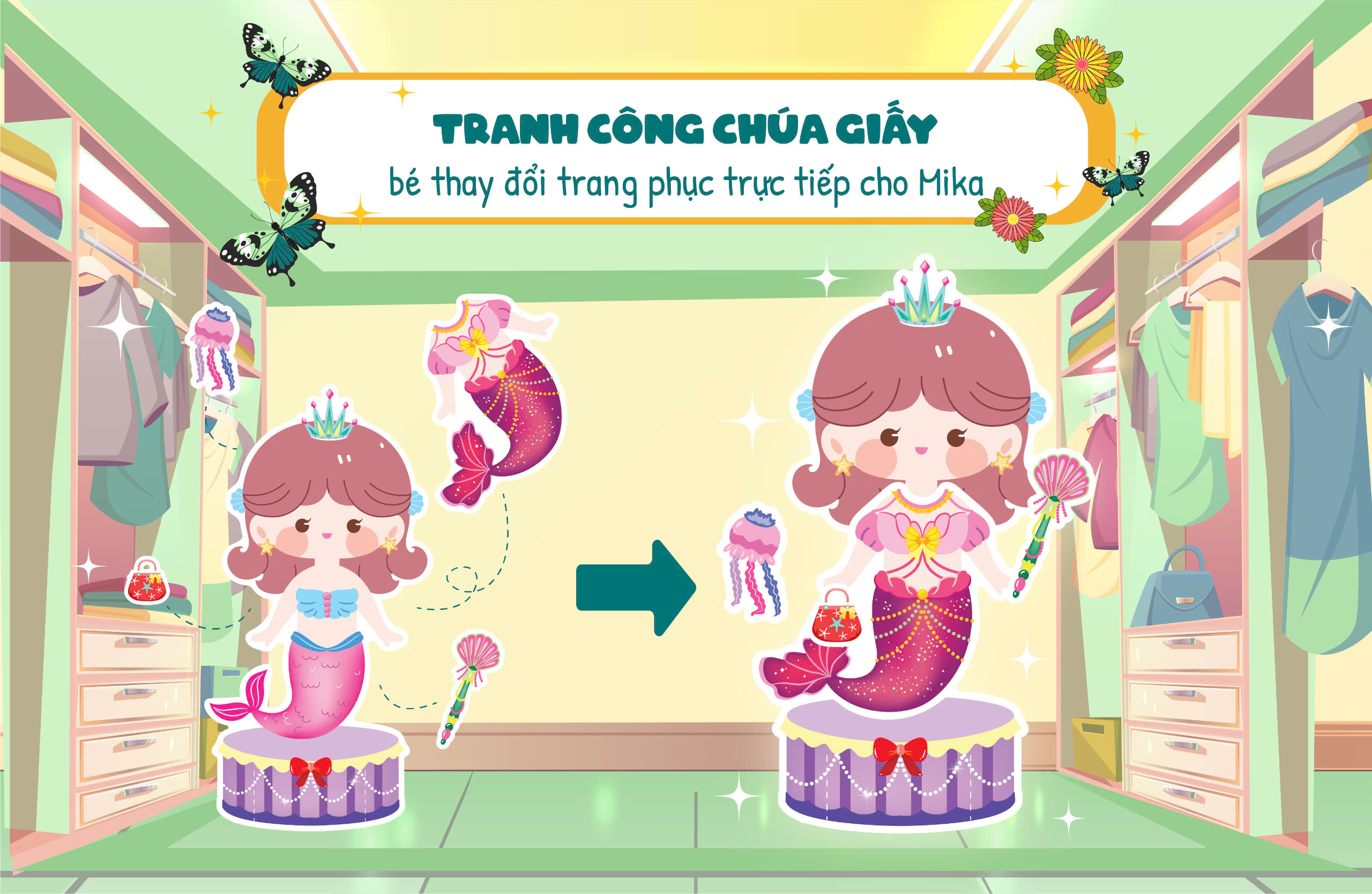trò chơi sắp xếp tủ đồ cùng mika xinh đẹp - thời trang và phụ kiện nàng tiên cá