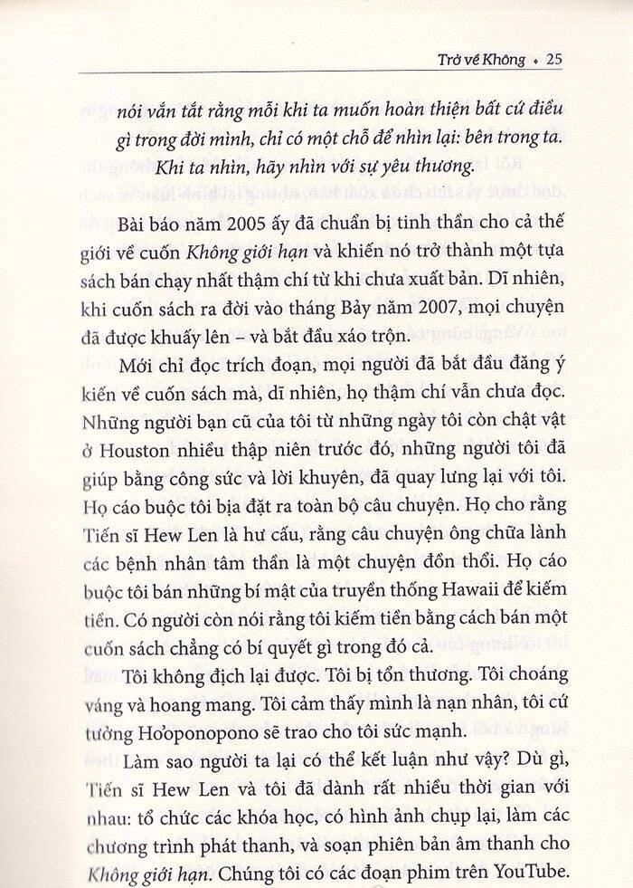 trở về không - trải nghiệm ho'oponopono