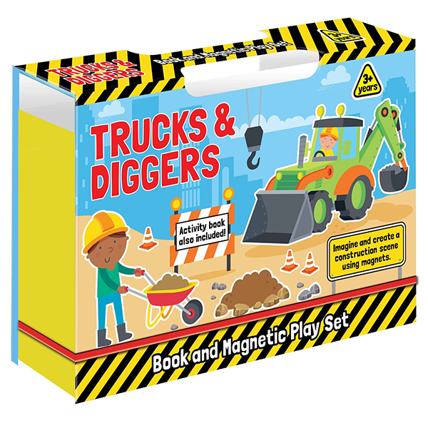 trucks & diggers - book & magnetic play set