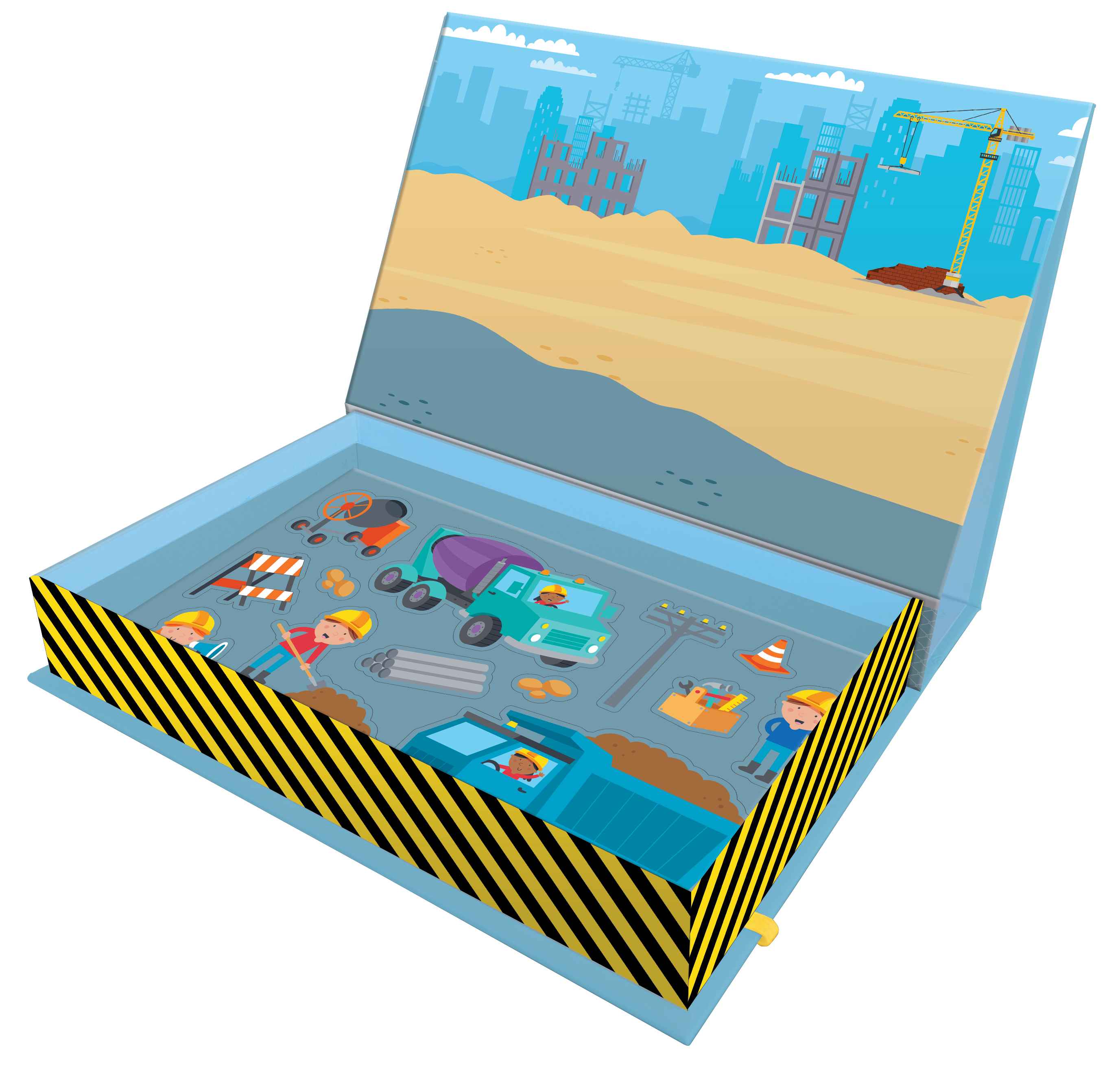 trucks & diggers - book & magnetic play set