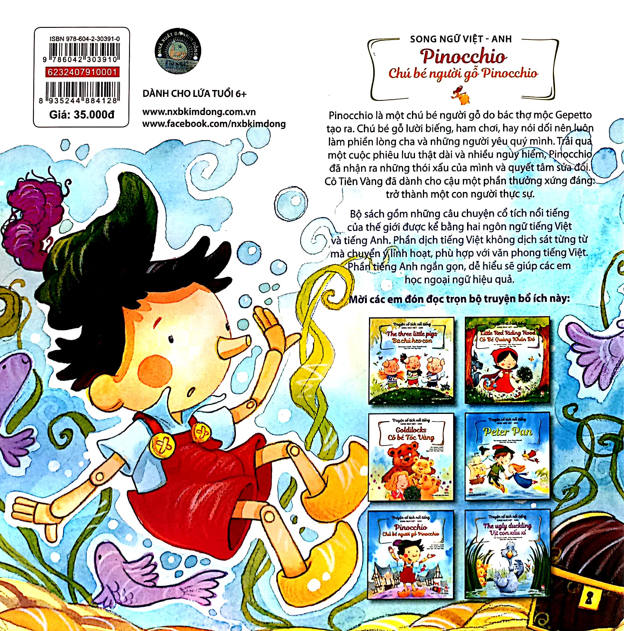 truyện cổ tích nổi tiếng (song ngữ việt anh) - pinocchio - chú bé người gỗ pinocchio (tái bản 2023)